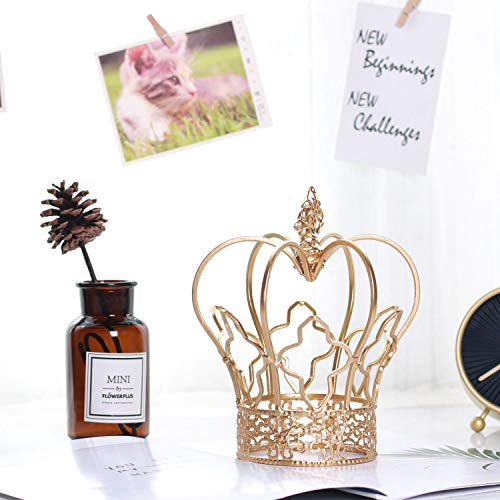 Yamfurvo Royal Metal Desktop Crown Decor, Decorative Centerpiece Crown Sculpture for Wedding, Christmas, Party Table, Baby Shower, Antique Home Decor