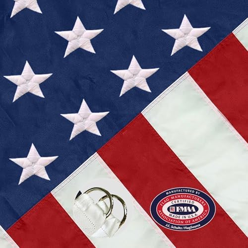 American Flag with Embroidered Stars and Sewn Stripes, Polyester - 6x10 ft | FMAA Certified PolyExtra Polyester Material, Heavy Duty Fade-Resistant American Flag for Outdoor or Indoor Use, Made in USA