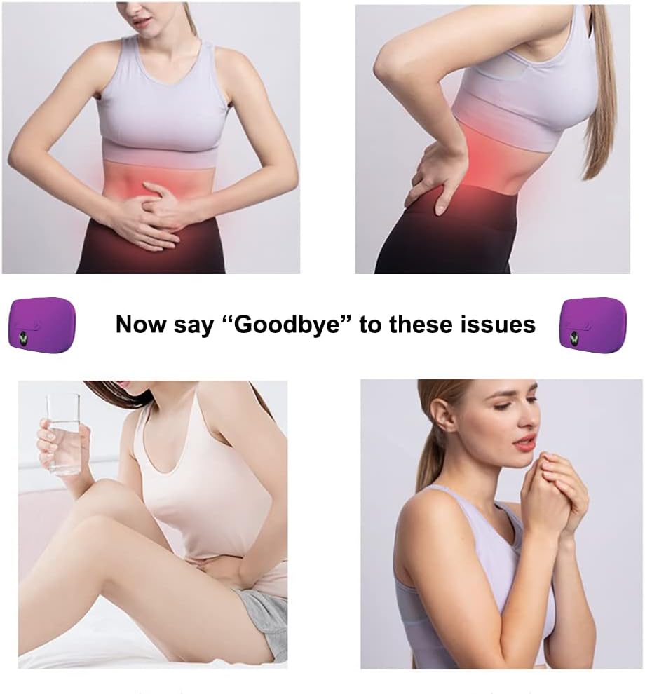 Portable Cordless Heating Pad, Electric Waist Belt Device, Fast Heating Pad with 3 Heat Levels and 3 Massage Modes, Back or Belly Heating Pad