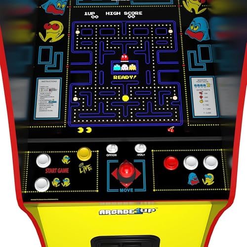 Arcade1Up Pac-Man Deluxe Arcade Gaming Cabinet, 14 Classic Games | Real Feel Joysticks and Buttons, 17-Inch Color Screen