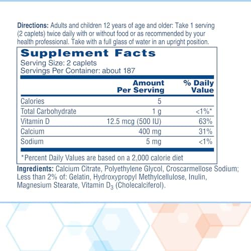 Citracal Petites- Calcium Citrate with Vitamin D3, Bone Health Support, Calcium Supplement for Ages 12+, 375 Count (Packaging May Vary)