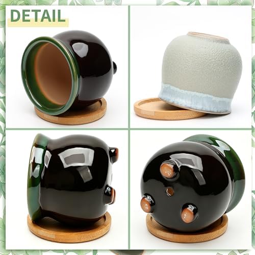 2.1 Inch Ceramic Small Succulent Pot,Plant Pots,Mini Flower Pots | Ceramic Succulent Pots with Drainage,Small Planter for Mini Plant Flowing Glaze Base Serial Set with Holes for Indoor,Outdoor