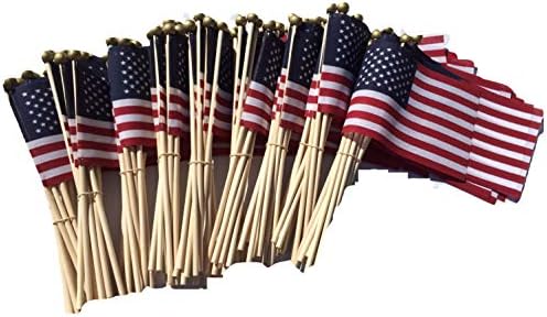 Lot of -100-4x6 Inch US American Hand Held Stick Flags Safety Ball Top Made in the USA