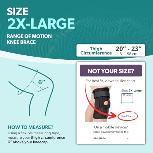 BraceAbility Torn Meniscus ROM Knee Brace - Hinged Post Surgery Support with Flexion Extension Control for Hyperextension and Locking Treatment, Ligament PCL or ACL Tears, Osteoarthritis Relief (XL)