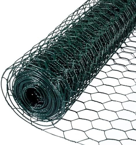 YardGard Galvanized PVC Coating Hexagonal Poultry Netting for Confinement and Support of Animals, Plants, Soil or Compost Materials, Green