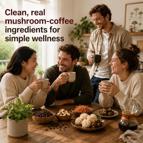 ECO-TASTE Mushroom Coffee Mix for Focus, 12 Sachets