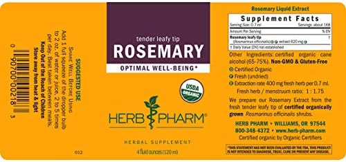 Herb Pharm Rosemary Liquid Herbal Extract: Organic Traditional Cognitive Support, for Memory & Alertness, Circulatory Support, Gluten-Free, Non-GMO