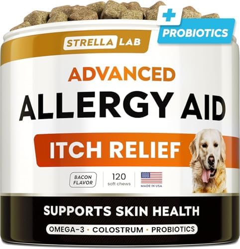 Dog Allergy & Itching Relief - Anti Itch, Skin&Coat Support Chews w/Omega 3
