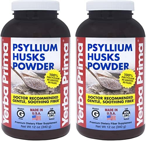 Yerba Prima Psyllium Husk Powder 12 oz (Pack of 2) - Natural Fiber Supplement