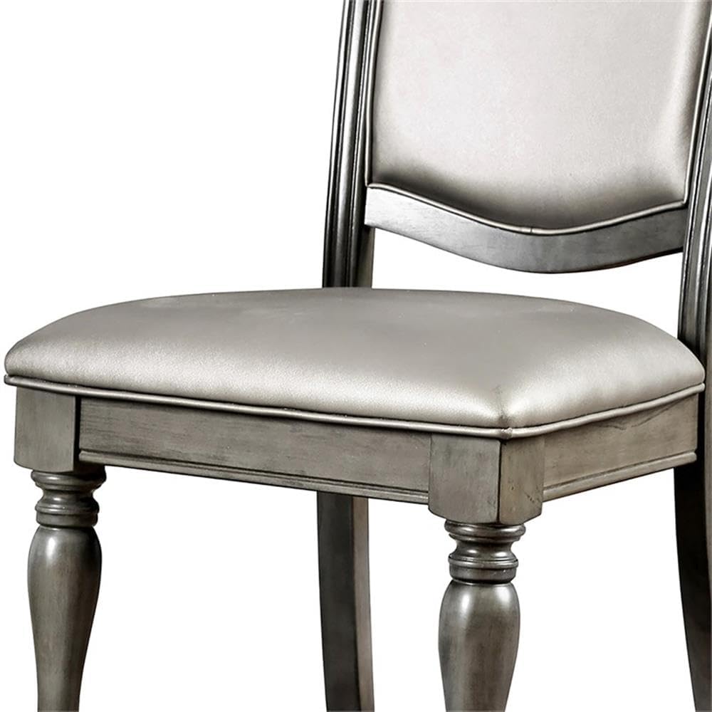 BOWERY HILL 19" Transitional Wood/Faux Leather Side Chair in Cherry (Set of 2)
