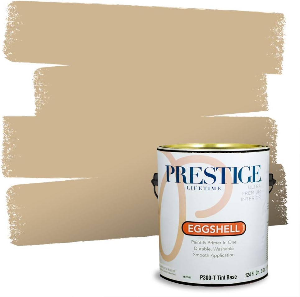 PRESTIGE Paints Exterior Paint and Primer In One, 1-Gallon, Satin, Comparable Match of Sherwin Williams* Relaxed Khaki*