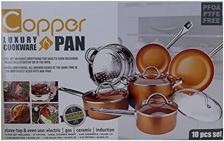 Copper Pan 10-Piece Set Luxury Induction Cookware Set Non-stick