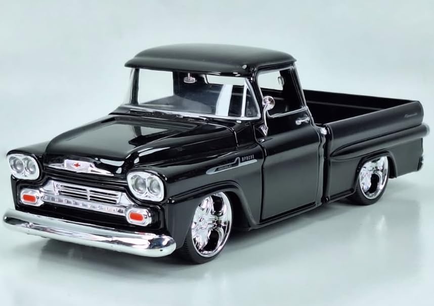 1958 Apache Fleetside Pickup Black Maxx Design American Classics Series 1/24 Diecast Model Car by Motormax 79311MXBK