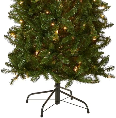 National Tree Company 7.5 ft Pre-Lit Kingswood Fir Slim Artificial Christmas Tree, 350 Warm White LED Lights, 1, 075 Tips, Includes Stand