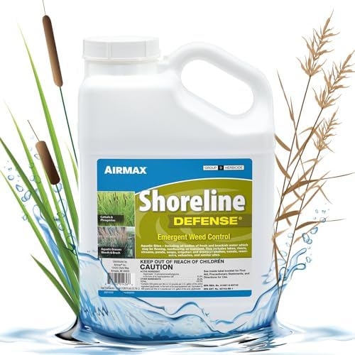 Airmax Shoreline Defense Emergent Weed Control Herbicide, 1 Quart | Concentrated glyphosate treatment controls phragmites, pond grass & cattails in aquatic shoreline areas