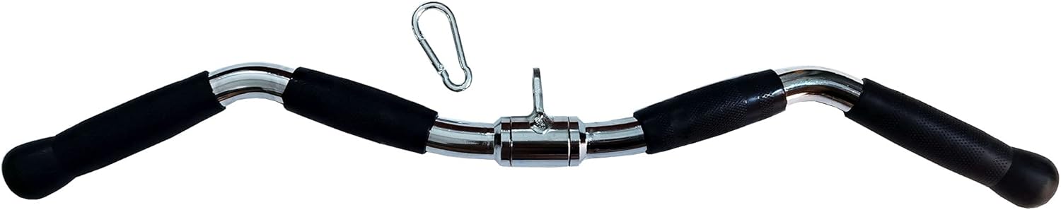 Revolving Lat Pulldown Bar for Cable Machine, Straight Bar with Rubber Grip - Tricep Press Down, Curl & Back Exercise Attachment for Home Gym