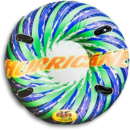 Flexible Flyer 56" Hurricane Snow Tube - 2-Person Round Inflatable Snow Sled and Water Pool Float for Year Round Fun - Double Sled with Handles for