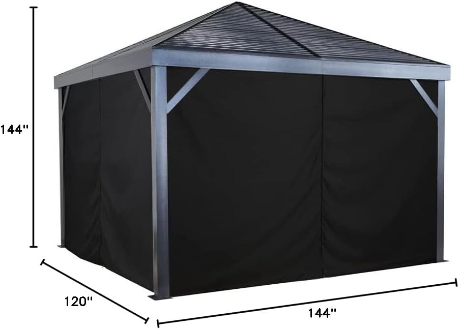 Sojag Set of 4 12' x 12' Curtains for South Beach Outdoor Gazebo - Black