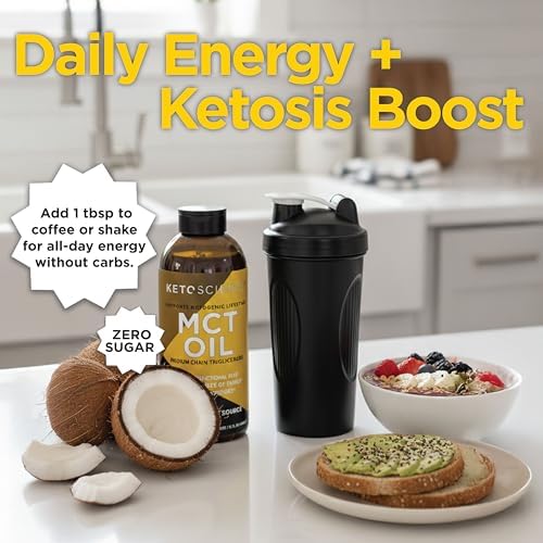 KETO SCIENCE Ketogenic MCT Oil, Dietary Supplement, Made from 100% Coconuts, Promotes Energy, Unflavored, 15 Fl Oz