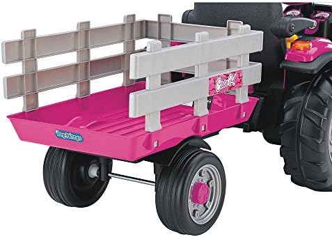 Peg Perego Case IH Magnum Tractor and Trailer Extra-Large 12 Volt Ride on, Pink. Durable Design for Kids Ages 3-7