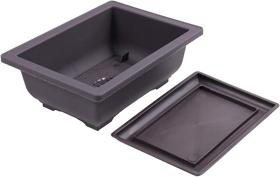 MUZHI 6PCS/Pack Retro Style Basin Plastic Flower Pot 6.5 Inch Flower Bonsai Tree Plant Bowl Nursery Pots Maceta Cuadrada Simulational Purple Sands Pots with Tray Rectangle Small