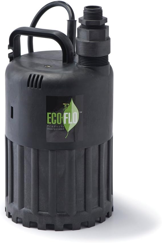 ECO-FLO Products SUP55 Manual Submersible Utility Pump, 1/4 HP, 1,980 GPH