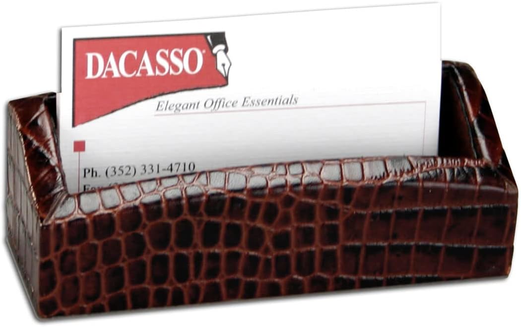 Dacasso Brown Crocodile Embossed Leather Desk Set, 7-Piece
