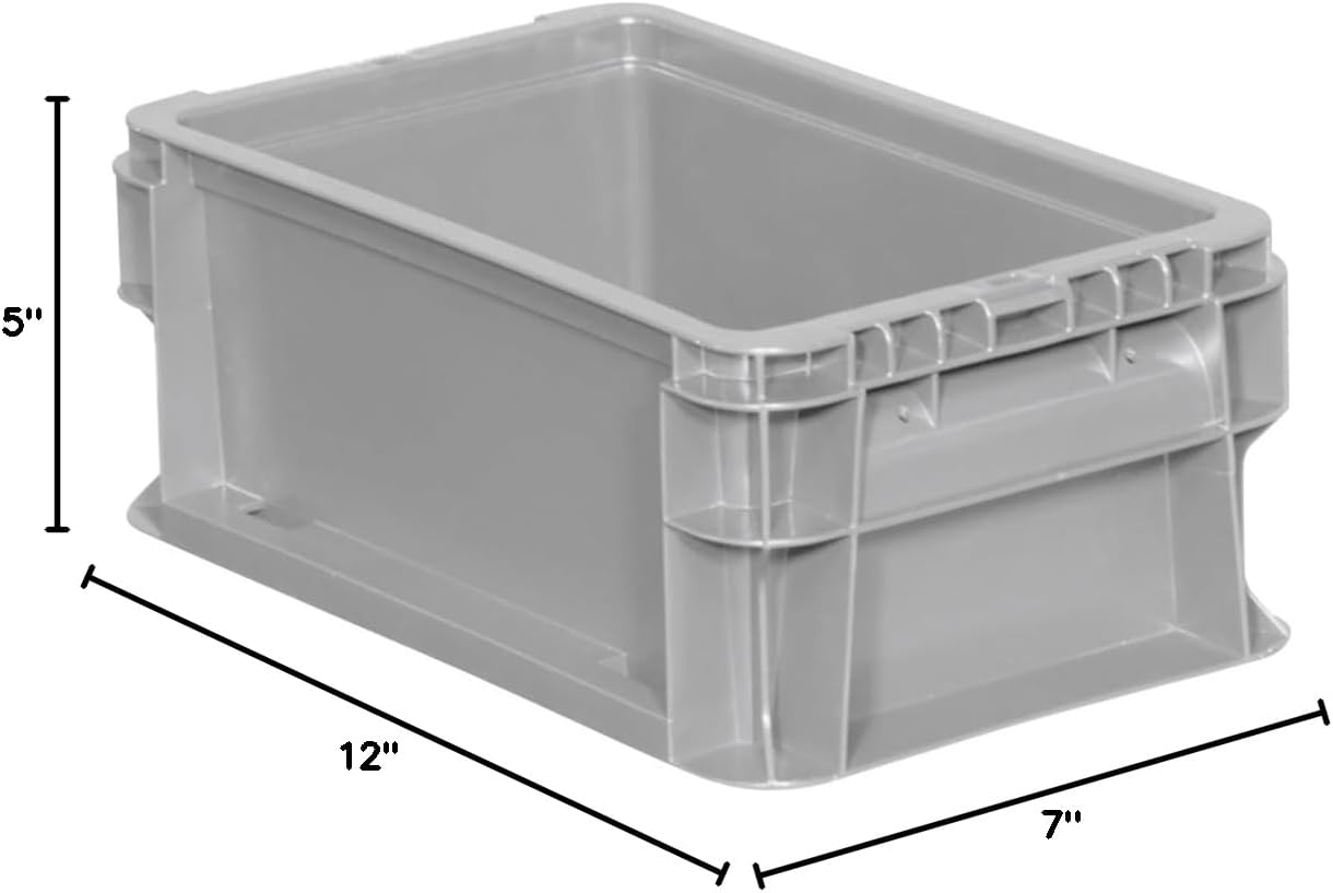 Buckhorn SW3215080201000 Plastic Straight Wall Storage Container Tote, (32-Inch x 15-Inch x 7-1/2-Inch), light grey