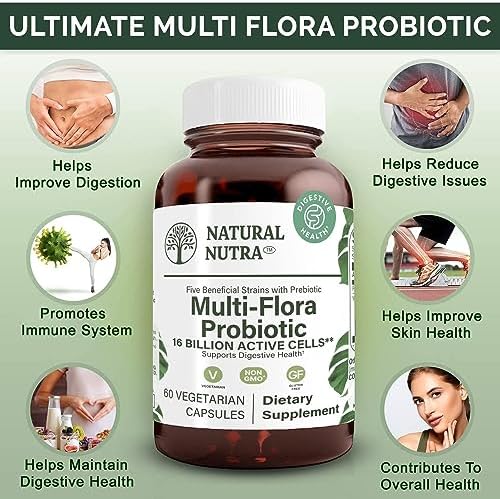 Natural Nutra Probiotic Quattro, 50 Vegetarian Capsules | Advanced Probiotic Supplement, 4 Powerful Strains Including Lactobacillus Acidophilus, Bifidus, Supports Digestive