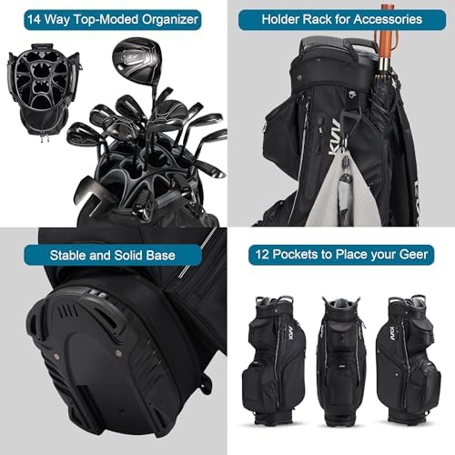 KVV Top-Moded Organizer Cart Bag, Premium Silent Golf Bag with Dual Handles, 14 Club Locking Slots for Men