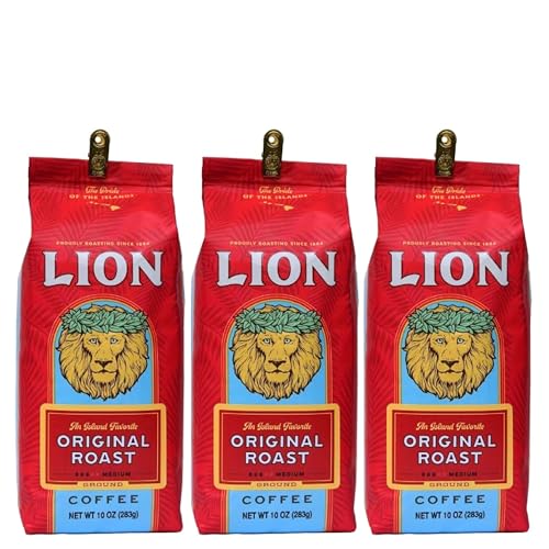 Lion Coffee 24K Gold Roast 100% Kona Ground Coffee, Medium-Light Roast, A Taste of Aloha - 7 Ounce Bag