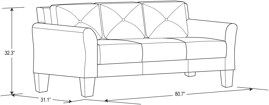 Studio Living Harrington 57.9" Loveseat, Transitional Modern, Pocket Coil Comfort, Easy Assembly, Microfiber Fabric, Dark Grey