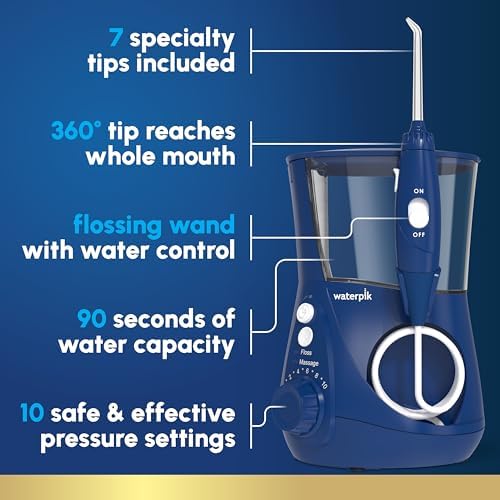 Waterpik Aquarius Countertop Water Flosser with 10 Settings, 7 Tips, White | For Daily Home Gum Health, Dental Braces, Implants, Teeth Cleaning, Multiple Users, ADA Accepted WP-660 Packaging May Vary