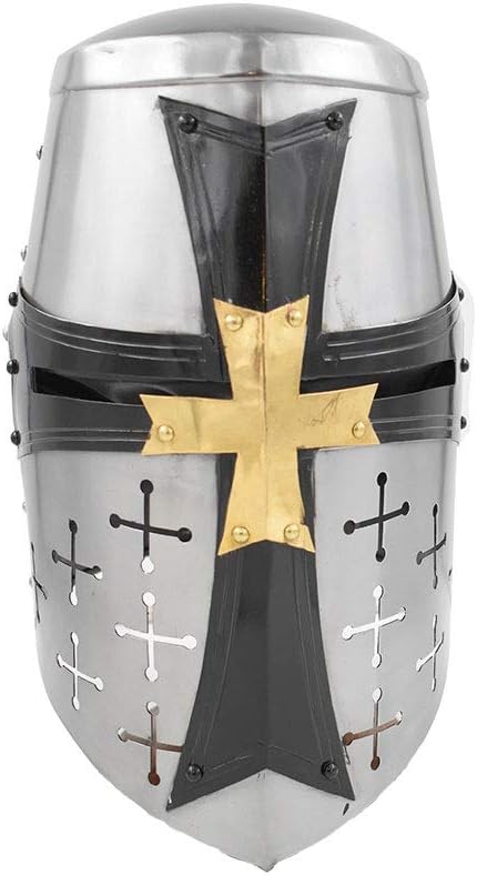 Medieval Warrior Templar Crusader Knights Helmet Wearable for Adult Medieval Costumes