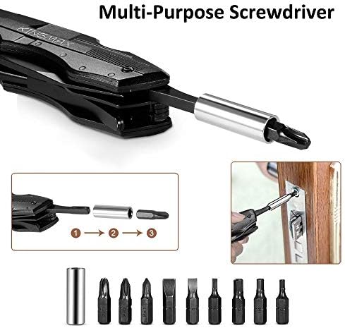 KINGMAX Pocket Knife, Multitool Tactical Knife with Blade, Saw, Plier, Screwdriver, Bottle Opener, Folding Knife Built with Full Stainless Steel
