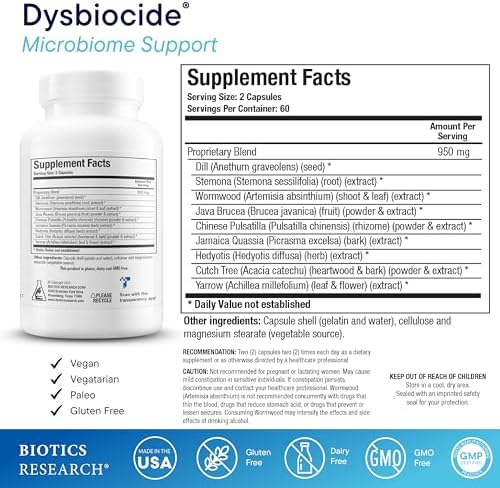 Biotics Research Dysbiocide Synergistic Botanical Blend Supports Normal Gut Health for Women & Men - Digestive Health Supplement - Supports Balanced