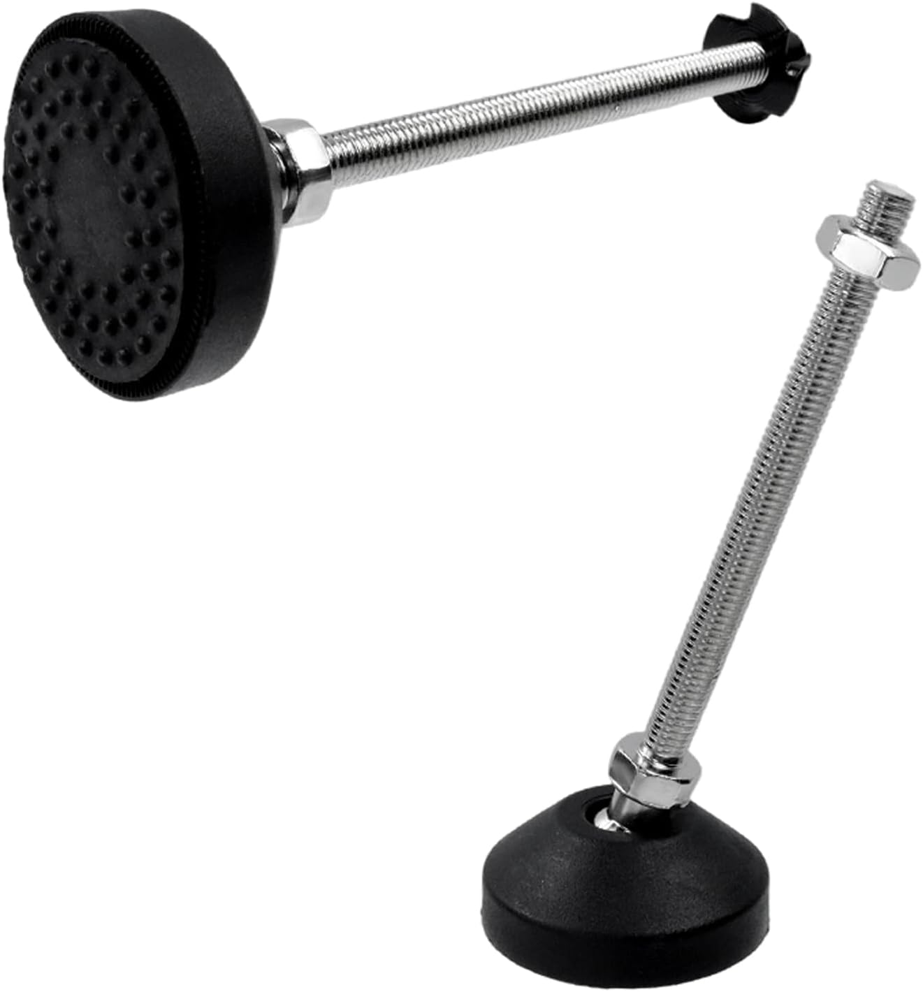 Antrader 4Pcs M8 x 2 Inch Steel Adjustable Leveling Feet,2 Inch Nylon Base | Reinforced Articulated Foot Cups for Furniture & Equipment,Anti-slip Dotted Rubber Base,Reduce Vibration & Protect Floors