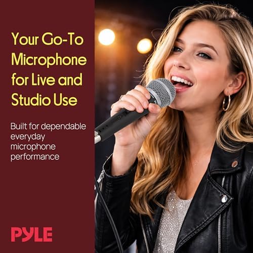 Pyle Professional Dynamic Vocal Microphone - Moving Coil Dynamic Cardioid Unidirectional Handheld Microphone with ON/OFF Switch Includes 15ft XLR