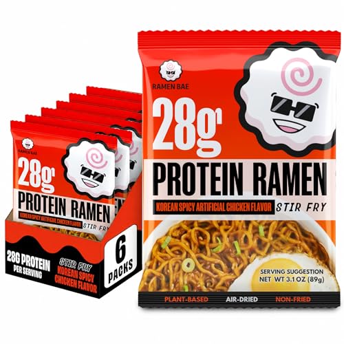 Ramen Bae Original Stir Fry Protein Noodles - 28g Protein, Garlic Soy | Air Dried Not Fried, Plant Based, Vegan Protein Noodles - Lower Carb & Fat - Savory & Bold with Hint of Spice (Pack of 6)
