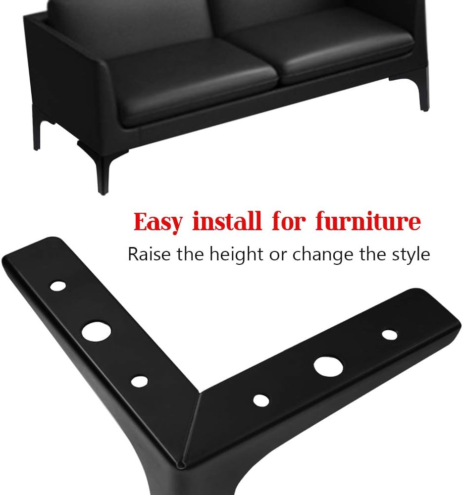 4 Pack 4 Inch Furniture Legs, Chrome Metal Polished Triangle Feet