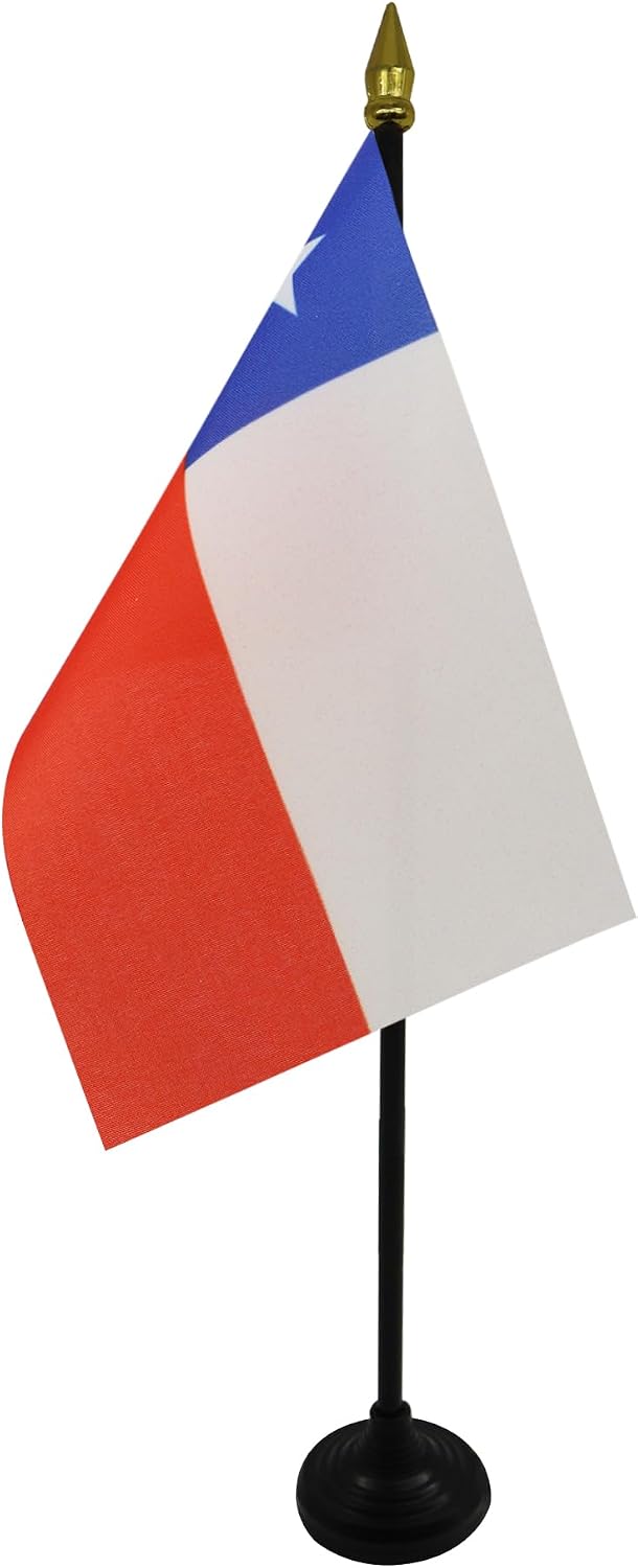 AZ FLAG Nicaragua Table Flag 4x6 in 100D Polyester Plastic Base | Indoor use Nicaraguan 15x10 cm desk flag stitched finish with reinforced edges with plastic pole and gold finial