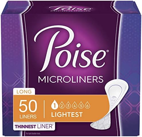 Poise Microliners, Long Length - Lightest Absorbency, 50 Count (Pack of 2)
