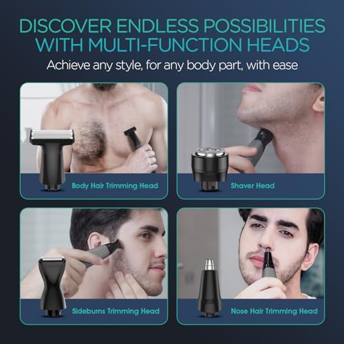 VOYOR Beard Trimmer for Men, Electric Razor for Face, Body & Nose, Wet/Dry