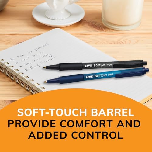 BIC Soft Feel Retractable Ballpoint Pen, 1.0 mm Medium Point, 36-Count | No-Slip Grip for Comfortable Writing | Smooth Ink Flow for Effortless Writing | Ideal for Students, Teachers, And Classrooms