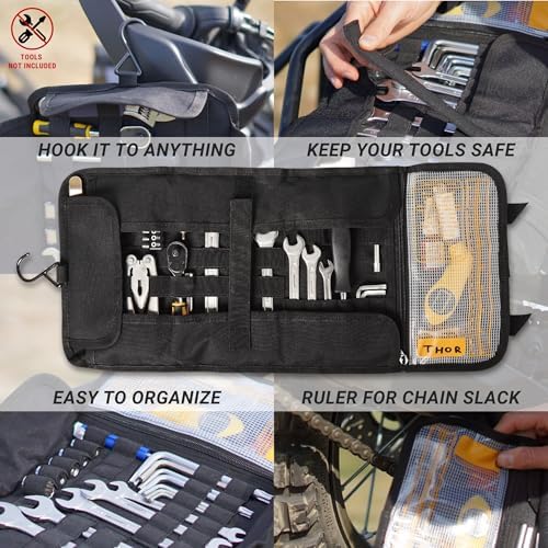 ODINSBERG Motorcycle Tool Roll Bag Tools NOT Included - Small Tool Bag Wrench Roll Up Tool Bag Organizer Pouch Wrap Motorcycle Tool Kit Box For