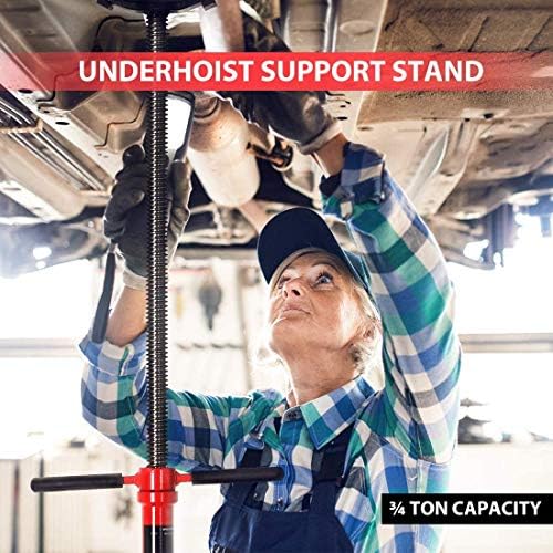 SPECSTAR Under Hoist Support Stand 3/4 Ton Jack Stand | 1650Lbs Capacity, Adjustable 52-76 Inch Height, 12 Inch Diameter Base for Vehicle Lifting & Support