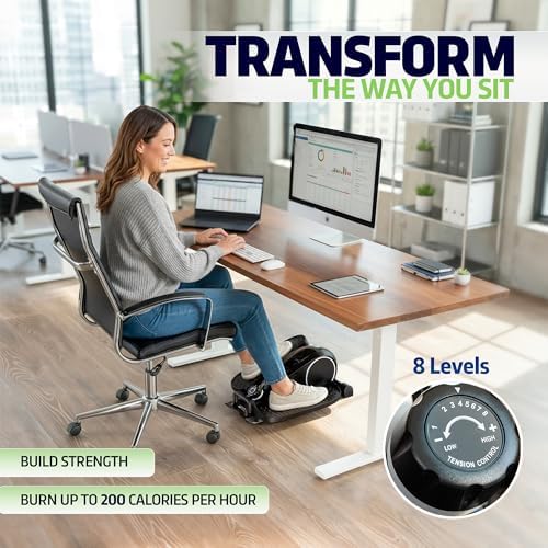 DeskCycle Under Desk Elliptical Machine up to 40 lbs Magnetic Resistance Foot Pedaler, Ultra-Smooth & Silent Seated Leg Exerciser