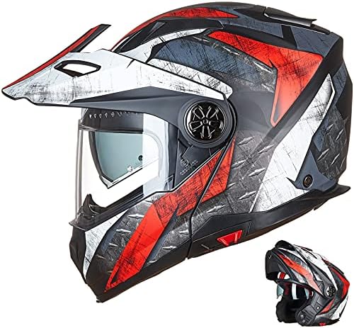 ILM Motorcycle Full Face Modular ATV Helmet Three in One Snowmobile Casco with Pinlock Anti Fog Visor for Men Women DOT Model 909F