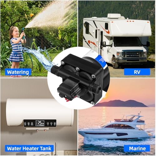 TDRRICH RV Diaphragm Water Pump 12V for Pool, 330GPH 4-Chamber Increase Pressure Booster Pump for Hose Lawn