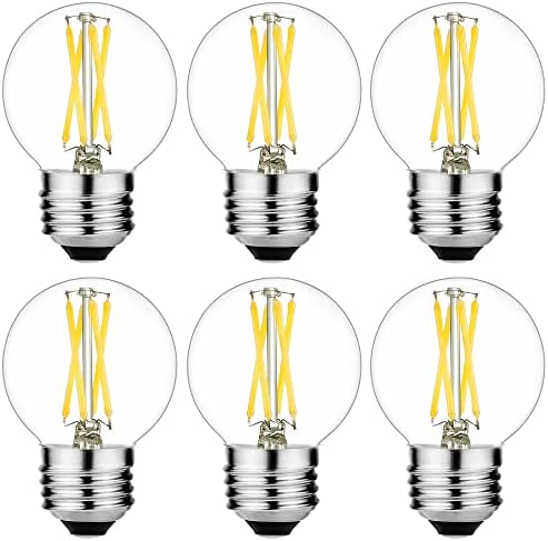 Litehistory e12 led bulb dimmable g16.5 Light Bulb 4W Equal 40 Watt 400lm AC120V e12 Candelabra Bulb 40 Watt for Chandeliers,Ceiling Fan,Vanity Warm White 2700K Globe candelabra Light Bulb 6Pack
